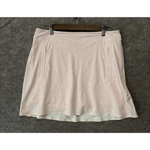 G/FORE Athletic Skort Womens Sz L Pink Floral Zip Pockets Stretch Golf Tennis‎ - Picture 1 of 9